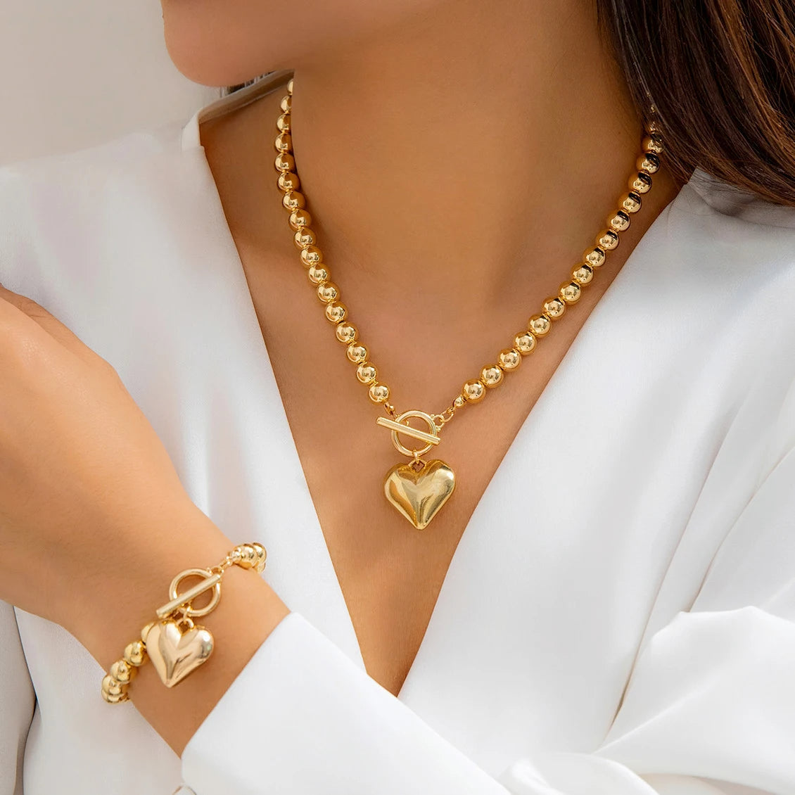 CapeGlow® Zanele – Heart Pendant Necklace & Bracelet Set Capeglow
