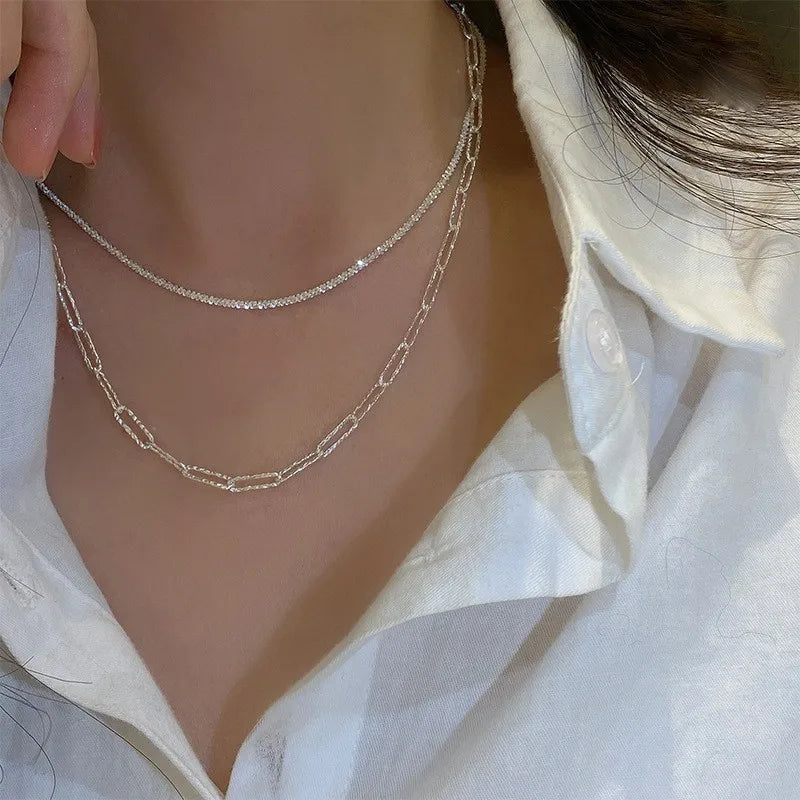 CapeGlow® Sparkling Silver Choker Necklace - Elegant Adjustable Design for Radiant Style