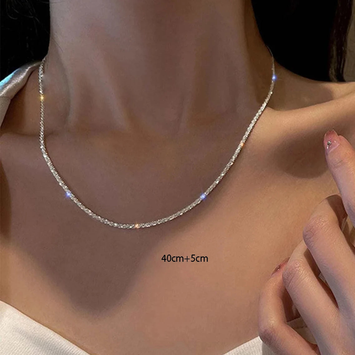 CapeGlow® Sparkling Silver Choker Necklace - Elegant Adjustable Design for Radiant Style