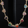Stunning Multi-Colored Heart Gemstone Necklace with Crystal Accents