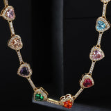 Stunning Multi-Colored Heart Gemstone Necklace with Crystal Accents