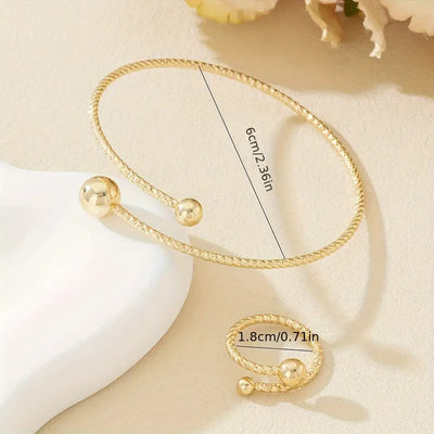 CapeGlow® Tumi – European & American Twisted Bangle & Ring Set