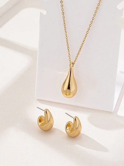 CapeGlow® Zola – Waterdrop Pendant Necklace & Earrings Set