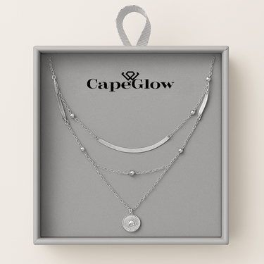 CapeGlow® Naledi – Triple-Layer Sterling Silver Necklace ✨ Capeglow
