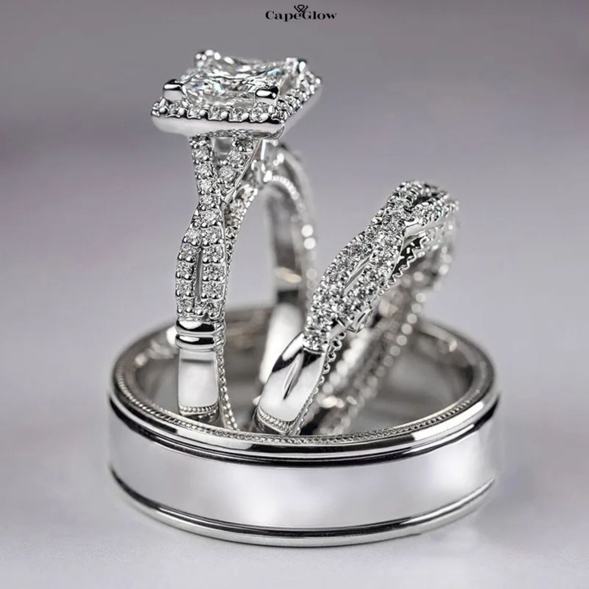 CapeGlow® Lethabo – Royal Bridal & Couple Ring Set 💍