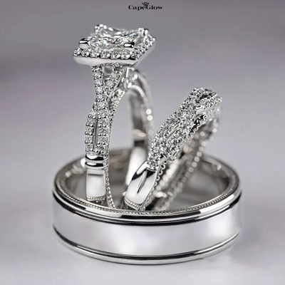 CapeGlow® Lethabo – Royal Bridal & Couple Ring Set 💍