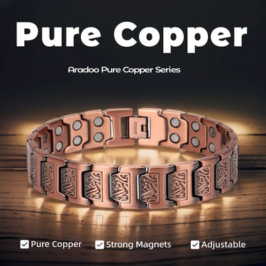 LumaCraft® Men’s Four Leaf Magnetic Copper Bracelet — Strength in Every Link (Men)