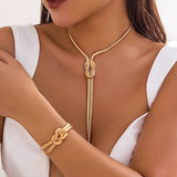 CapeGlow® Thandi – Twisted Gold Tassel Necklace & Bracelet Set Capeglow