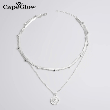 CapeGlow® Naledi – Triple-Layer Sterling Silver Necklace ✨ Capeglow