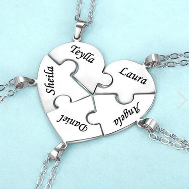 CapeGlow® Puzzle Of Love - Personalized Heart Puzzle Name Necklace CapeGlow