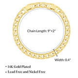 2pc 14k Gold Plated Chunky Link Anklet Set - Brick & Flat Cuban Styles