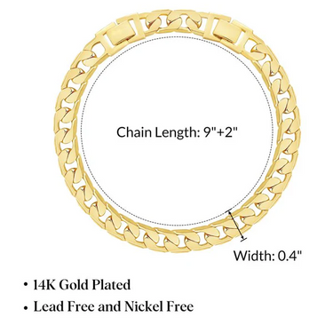 2pc 14k Gold Plated Chunky Link Anklet Set - Brick & Flat Cuban Styles