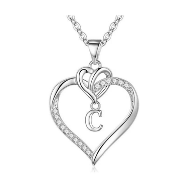 Personalized "Love" Heart Initial Necklace | Custom Silver 925 Jewelry