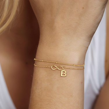 Eternal Bond Infinity Initial Bracelet - Customizable Double-Strand Stainless Steel Jewelry