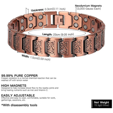 LumaCraft® Men’s Four Leaf Magnetic Copper Bracelet — Strength in Every Link (Men)