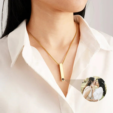 CapeGlow® Memory 3D Bar – Photo Projection Necklace (Unisex)