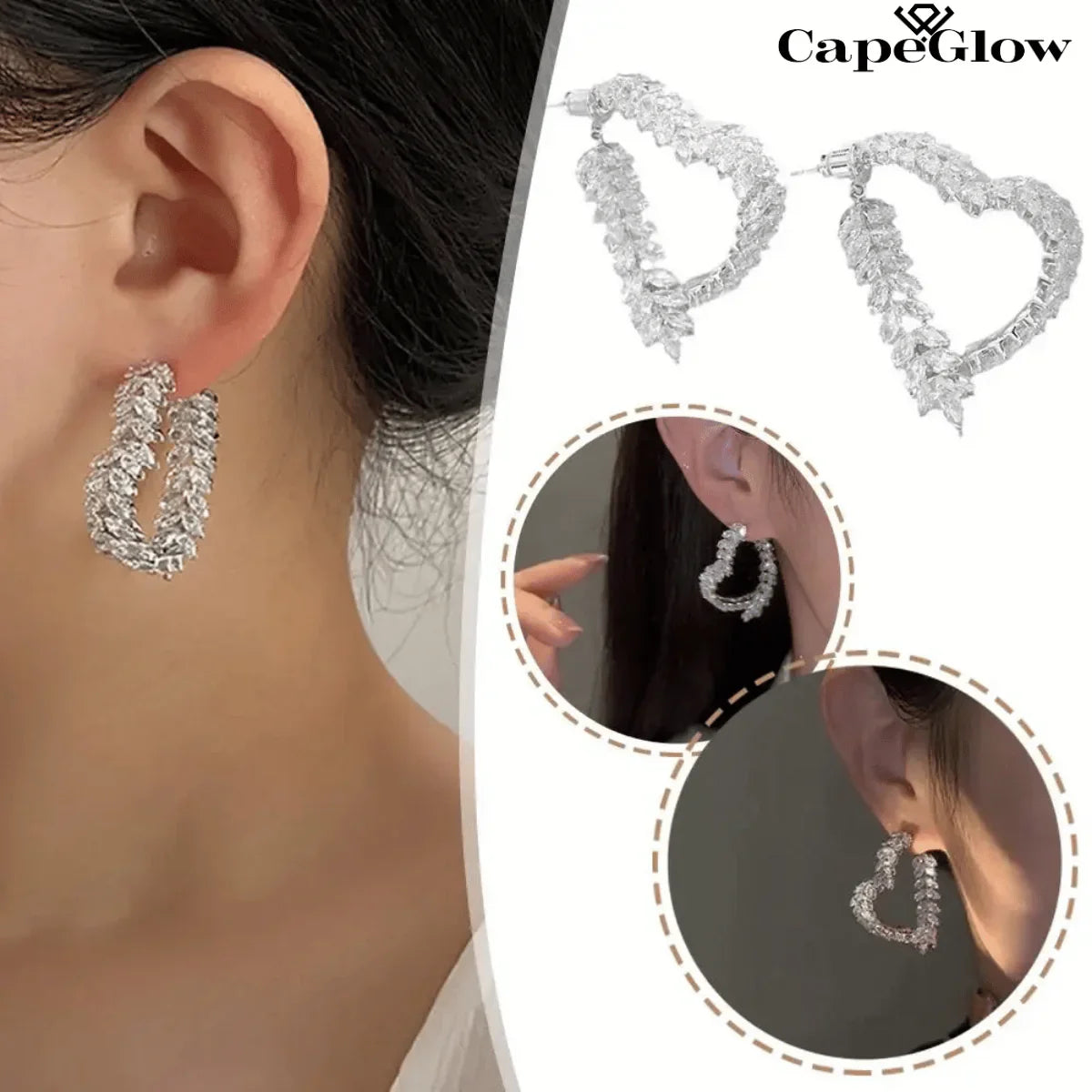 CapeGlow® Amara – Elegant Heart-Shaped Grace Earrings Capeglow
