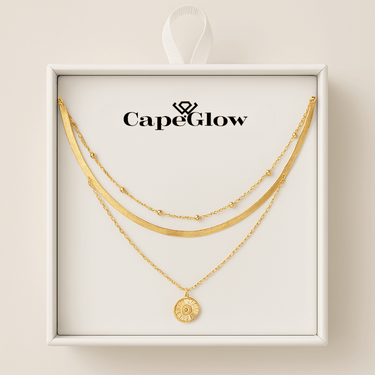 CapeGlow® Naledi – Triple-Layer Sterling Silver Necklace ✨ Capeglow