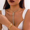 CapeGlow® Thandi – Twisted Gold Tassel Necklace & Bracelet Set Capeglow