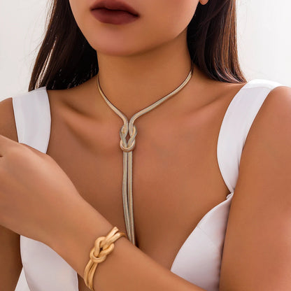 CapeGlow® Thandi – Twisted Gold Tassel Necklace & Bracelet Set Capeglow