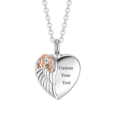 CapeGlow® “Forever in My Heart” Rose Angel Wings Necklace