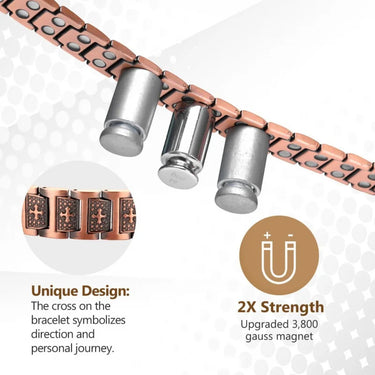 LumaCraft® Men’s Four Leaf Magnetic Copper Bracelet — Strength in Every Link (Men)