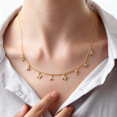 Personalized "Sparkles" Name Necklace - Custom Engraved Stainless Steel Jewelry