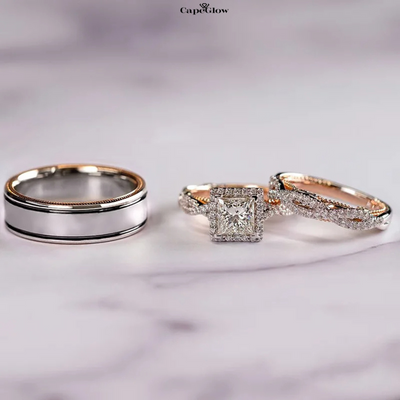 CapeGlow® Lethabo – Royal Bridal & Couple Ring Set 💍