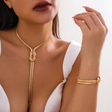 CapeGlow® Thandi – Twisted Gold Tassel Necklace & Bracelet Set Capeglow