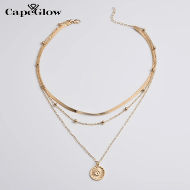 CapeGlow® Naledi – Triple-Layer Sterling Silver Necklace ✨ Capeglow