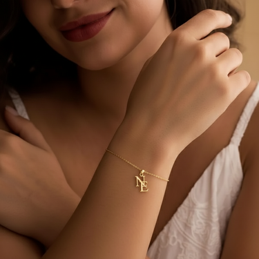 Elegant Gold Personalized Letter Bracelet - Minimalist Initials Jewelry