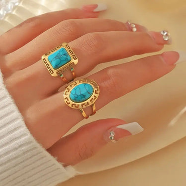 CapeGlow® Masego – Retro Turquoise Statement Ring Capeglow