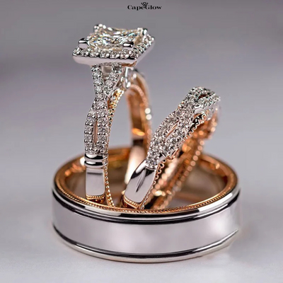CapeGlow® Lethabo – Royal Bridal & Couple Ring Set 💍