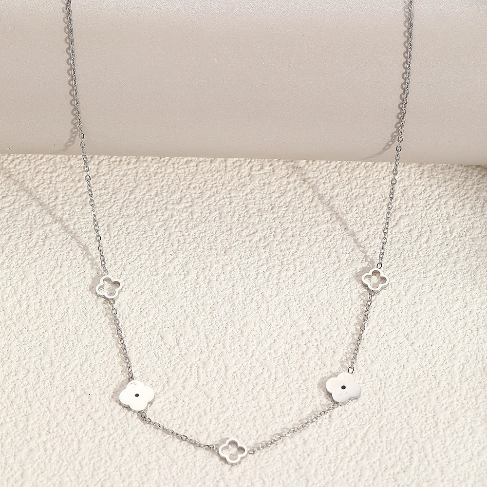 Lucky Four-Leaf Clover Necklace – Stainless Steel Elegant Jewelry CapeGlow