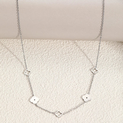 Lucky Four-Leaf Clover Necklace – Stainless Steel Elegant Jewelry CapeGlow