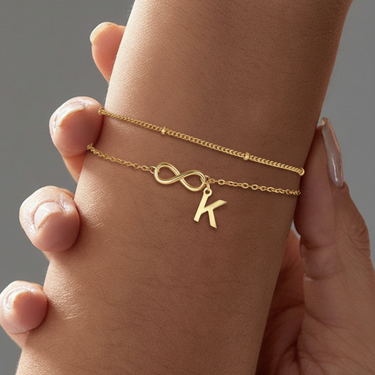 Eternal Bond Infinity Initial Bracelet - Customizable Double-Strand Stainless Steel Jewelry
