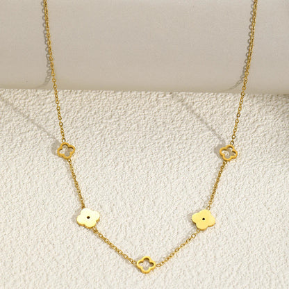 Lucky Four-Leaf Clover Necklace – Stainless Steel Elegant Jewelry CapeGlow