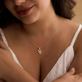 Elegant Gold Personalized Intertwined Initials Letter Necklace - Modern Minimalist Jewelry