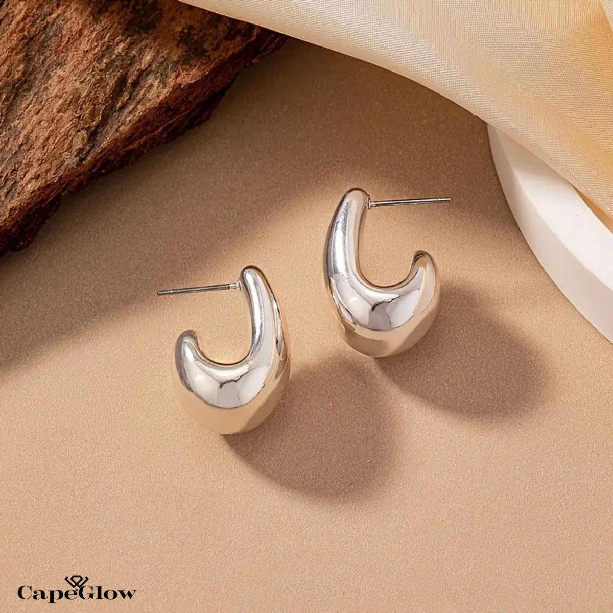 CapeGlow® Lelo – Sculpted Teardrop Resin Earrings