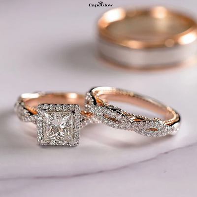 CapeGlow® Lethabo – Royal Bridal & Couple Ring Set 💍