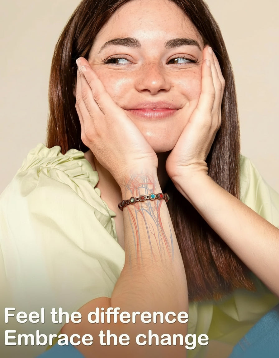 CapeGlow® Pure Copper Magnetic Bracelet with Turquoise | 3500 Gauss Energy & Detox