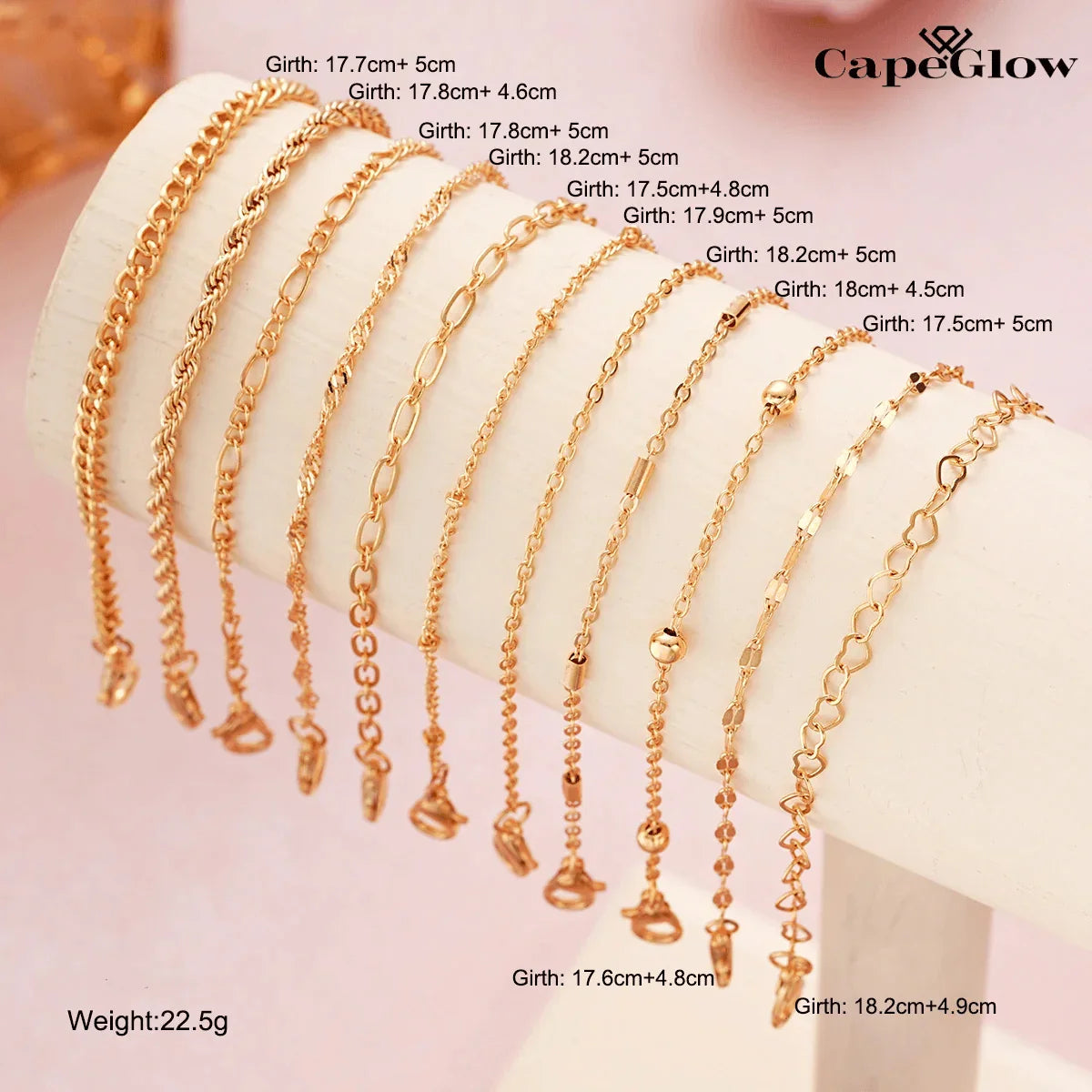 CapeGlow® Nandi – 11-Piece Chain Bracelet Set Capeglow