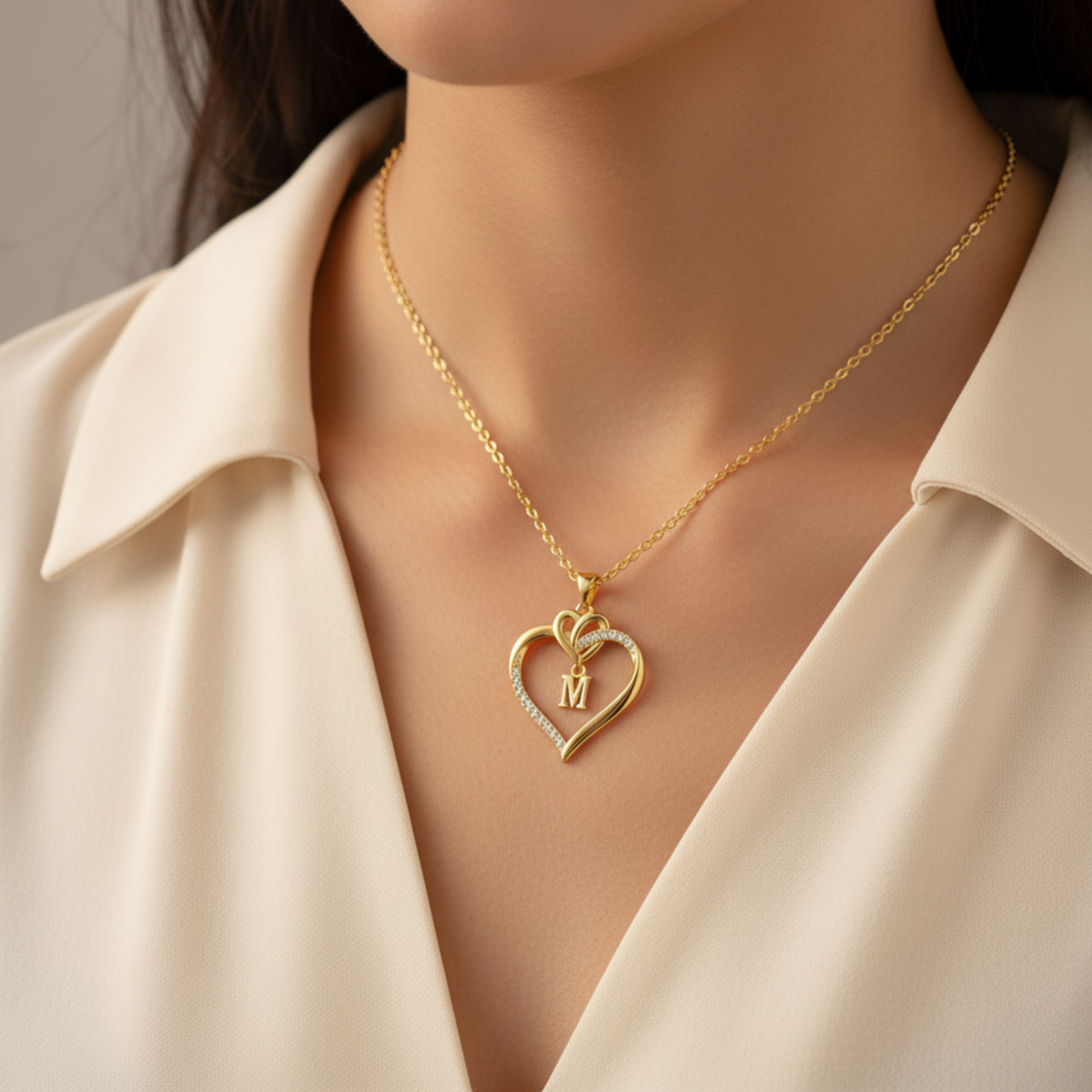 Personalized "Love" Heart Initial Necklace | Custom Silver 925 Jewelry