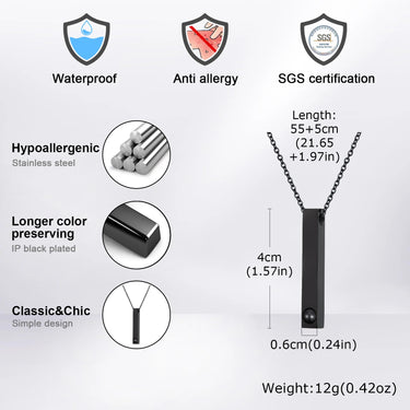 CapeGlow® Eternal Love 3D Bar – Photo Projection Necklace (Unisex)