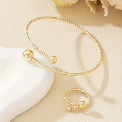 CapeGlow® Tumi – European & American Twisted Bangle & Ring Set