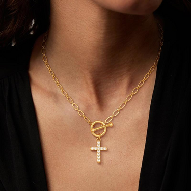 Elegant Diamond Accent Sterling Silver Toggle Cross Necklace - Timeless Faith Jewelry