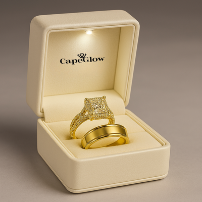 CapeGlow® Lethabo – Royal Bridal & Couple Ring Set 💍