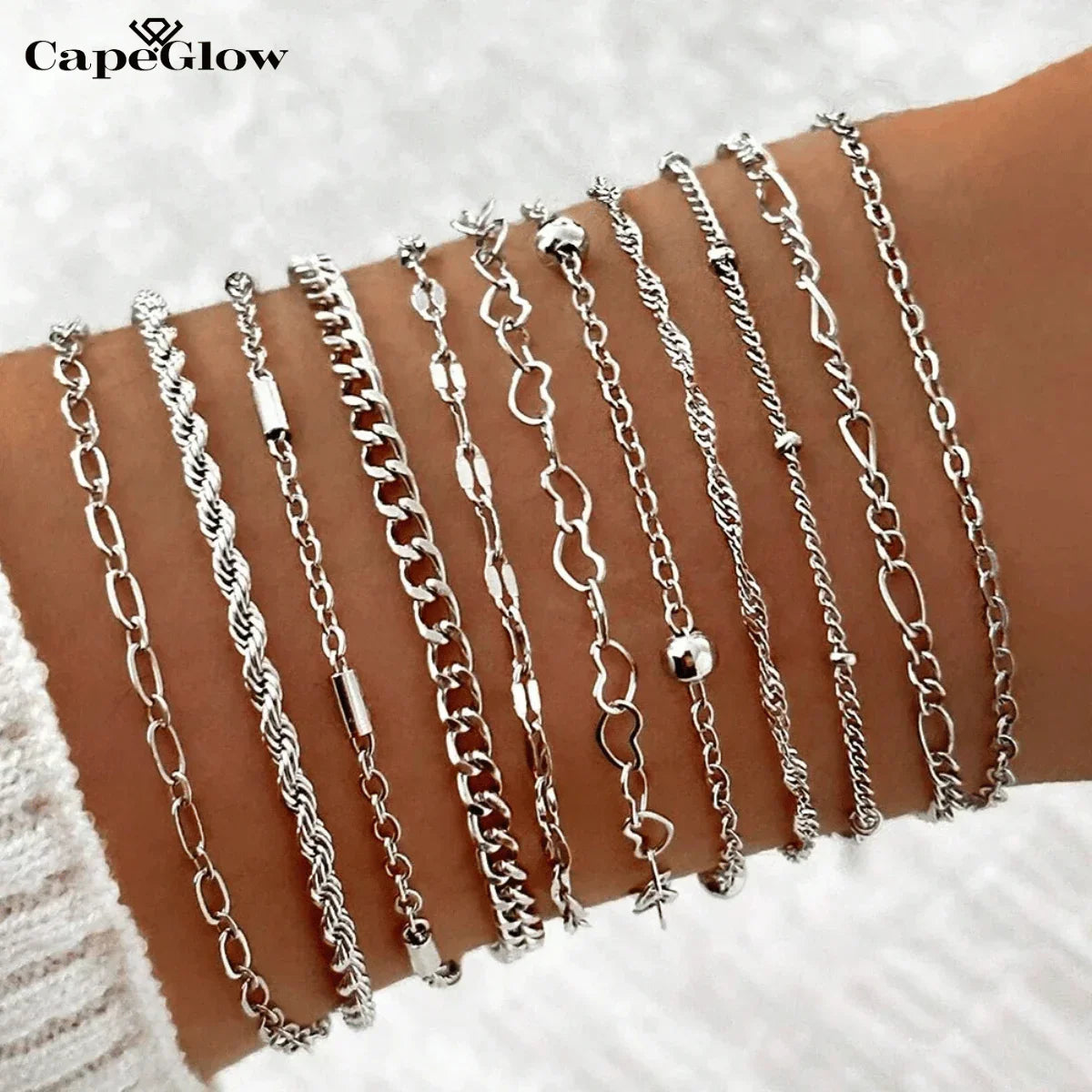 CapeGlow® Nandi – 11-Piece Chain Bracelet Set Capeglow