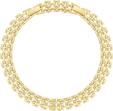 2pc 14k Gold Plated Chunky Link Anklet Set - Brick & Flat Cuban Styles