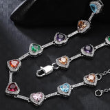 Stunning Multi-Colored Heart Gemstone Necklace with Crystal Accents